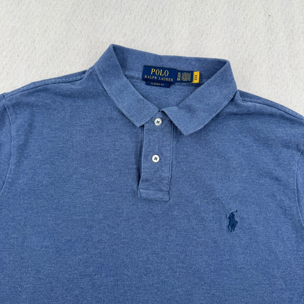 Polo Ralph Lauren Mens XL Classic Fit Short Sleeve Pique Polo Blue Preppy Casual